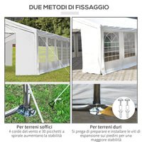 EASYCOMFORT  Tendone da Giardino con Pareti Removibili, in Acciaio e PP, 12x6x3.2m, Bianco