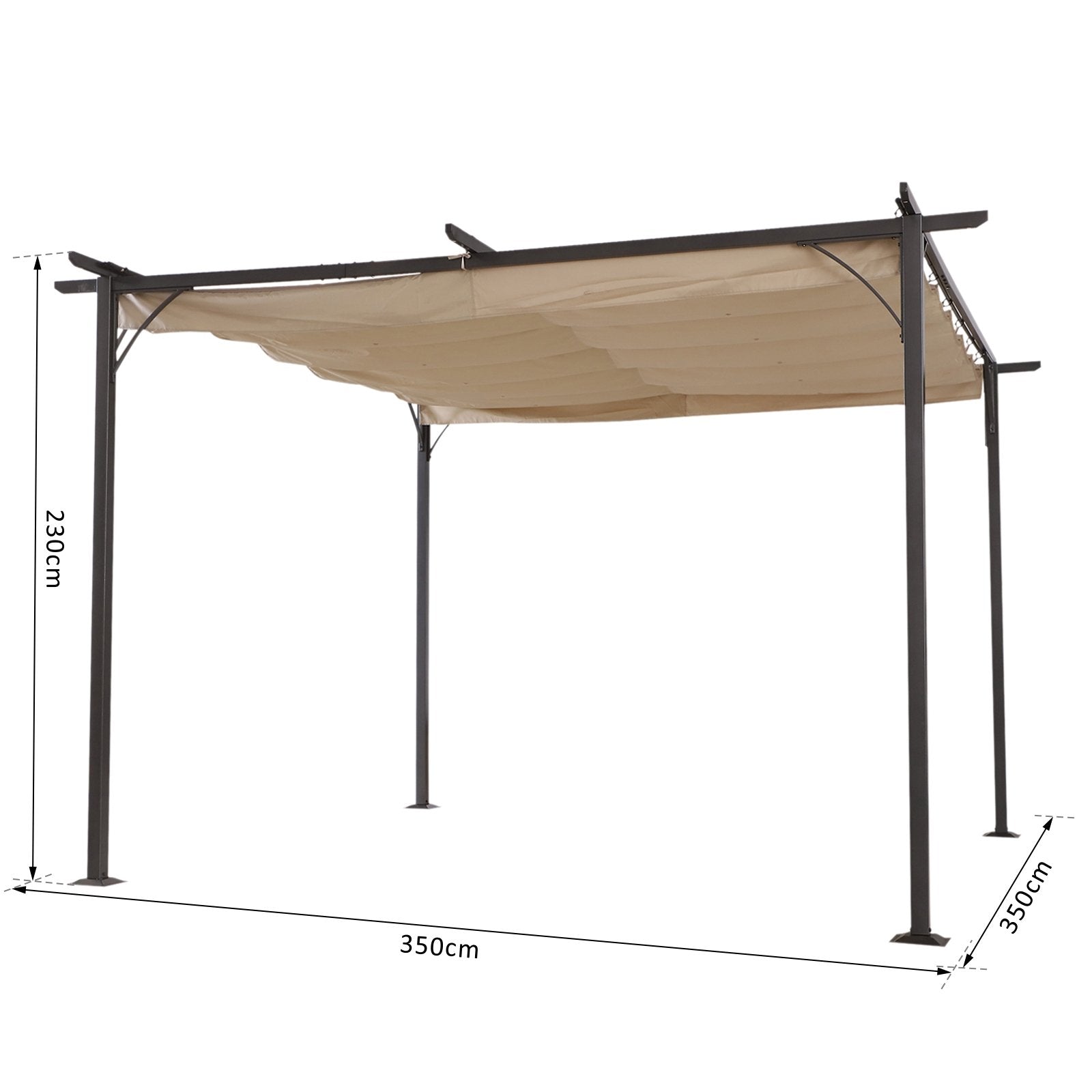 Easycomfort Gazebo Pergola da Giardino 3.5x3.5m con Struttura in Acciaio e Tenda in Poliestere, Bianco