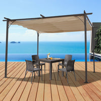 Easycomfort Gazebo Pergola da Giardino 3.5x3.5m con Struttura in Acciaio e Tenda in Poliestere, Bianco