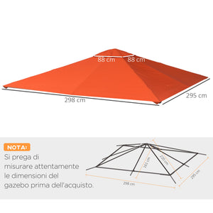 EasyComfort Tetto di Ricambio per Gazebo 3x3m in Poliestere Impermeabile Anti-UV, Arancione