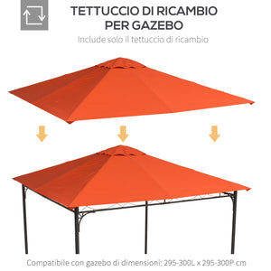 EasyComfort Tetto di Ricambio per Gazebo 3x3m in Poliestere Impermeabile Anti-UV, Arancione