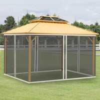 EasyComfort Zanzariera per Gazebo 3x4m con Cerniere e Anelli, Pannelli da 352x207cm - Nero/Beige