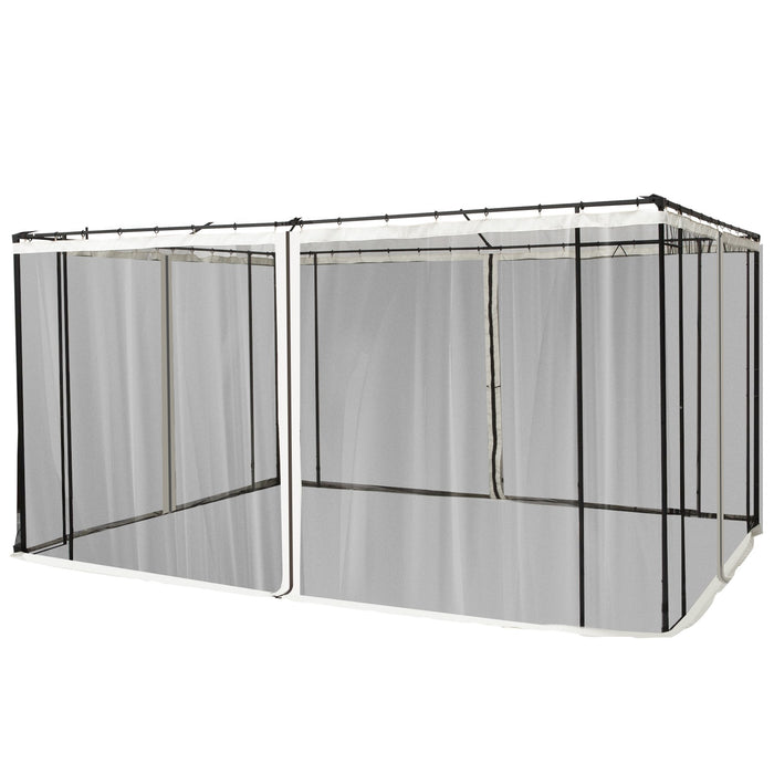 EasyComfort Zanzariera per Gazebo 3x4m con Cerniere e Anelli, Pannelli da 352x207cm - Nero/Beige