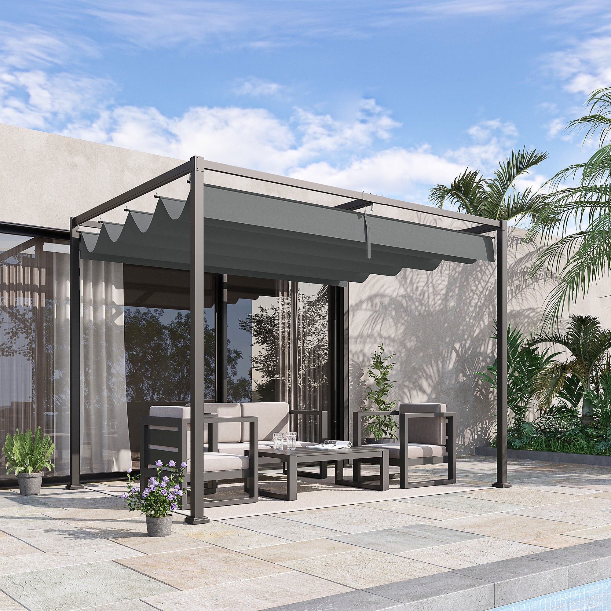 Pergola da Giardino 298x213x222 cm Telo Scorrevole  Hype