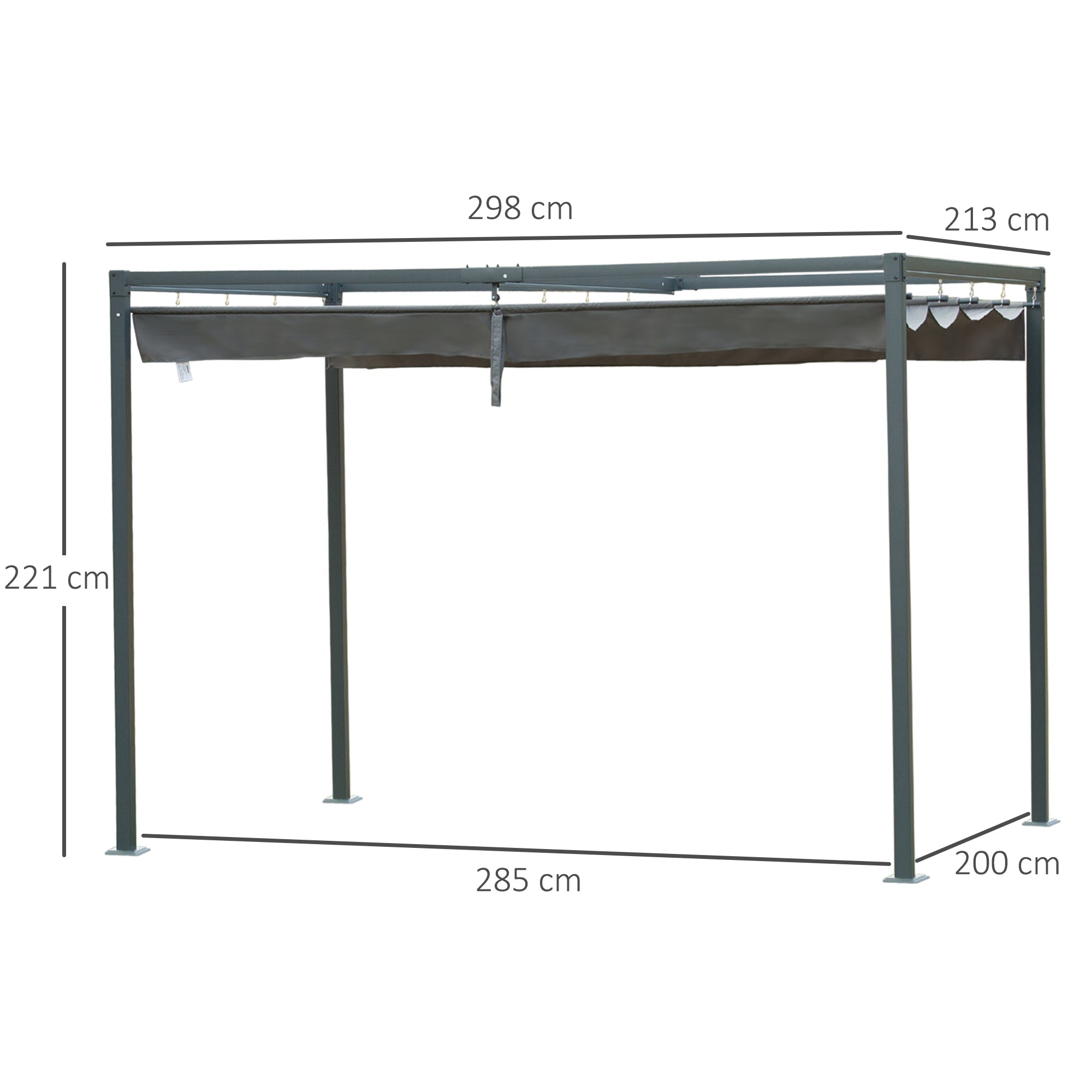 Pergola da Giardino 298x213x222 cm Telo Scorrevole  Hype