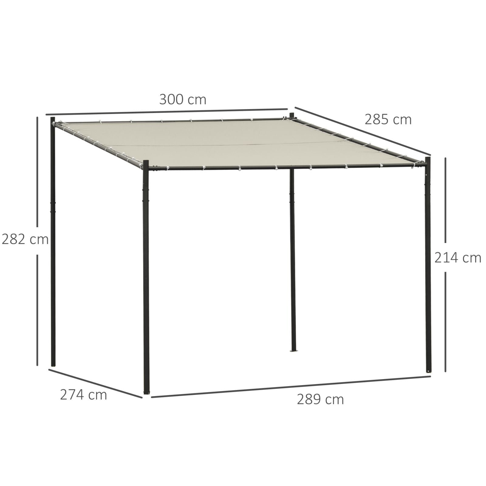 Easycomfort Gazebo Pergola Addossata da Giardino 3x3m in Metallo e Poliestere Beige