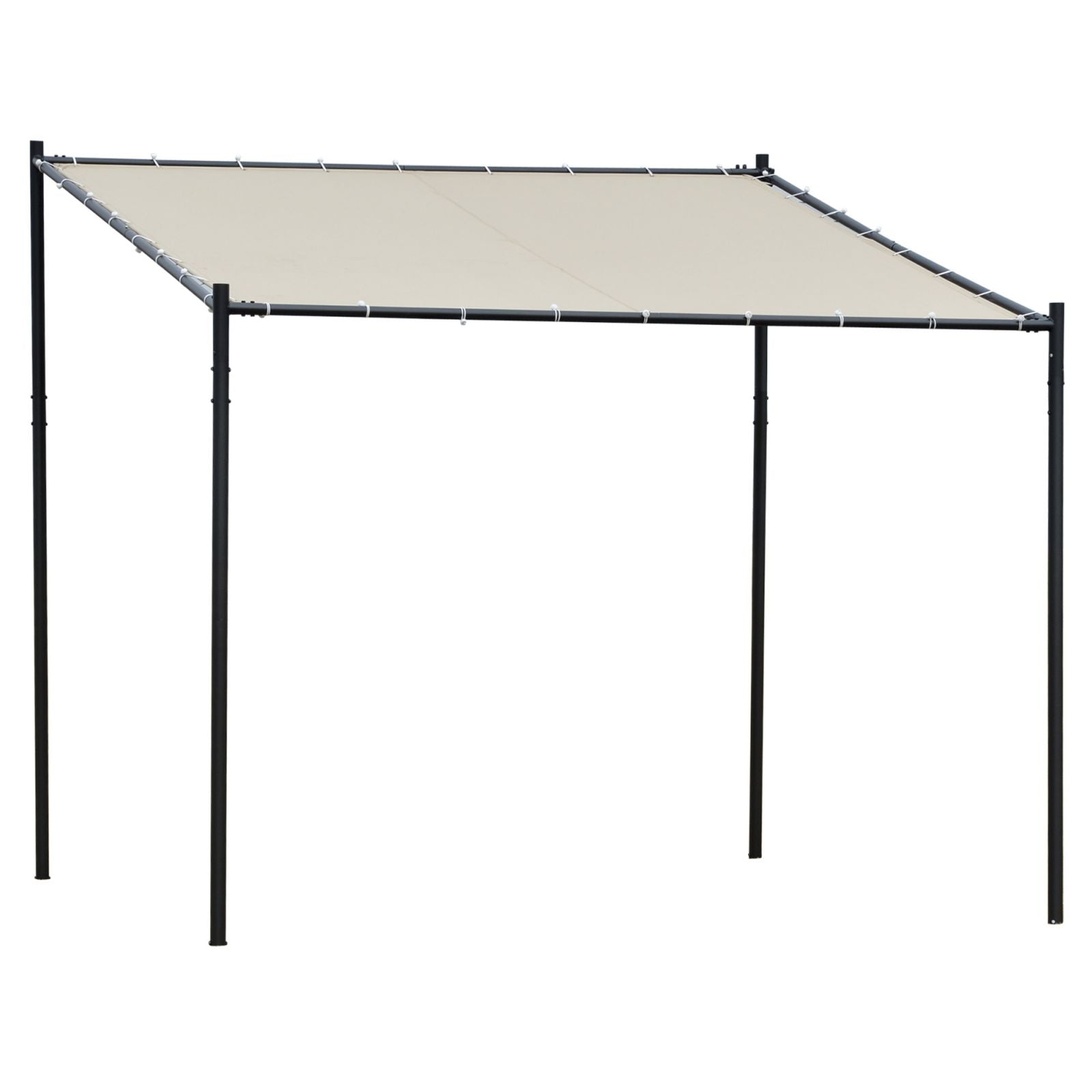 Easycomfort Gazebo Pergola Addossata da Giardino 3x3m in Metallo e Poliestere Beige