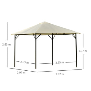 Easycomfort Gazebo da Giardino 3x3m in Metallo con Doppio Tettuccio, Bianco e Crema