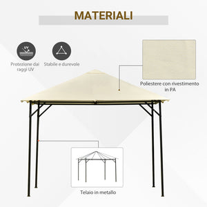 Easycomfort Gazebo da Giardino 3x3m in Metallo con Doppio Tettuccio, Bianco e Crema