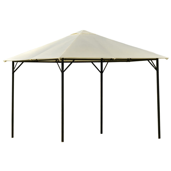 Easycomfort Gazebo da Giardino 3x3m in Metallo con Doppio Tettuccio, Bianco e Crema