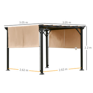 EASYCOMFORT  Pergola Gazebo da Giardino in Acciaio Tende Regolabili 305x305x220cm