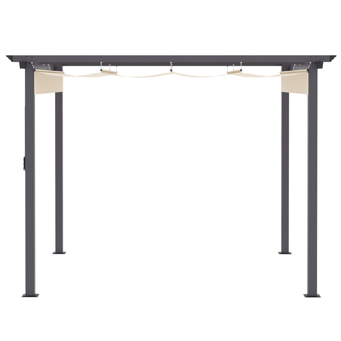 EASYCOMFORT  Gazebo Pergola da Giardino 2.95x2.95m con Tenda a Scomparsa, in Alluminio e Poliestere, Bianco Crema