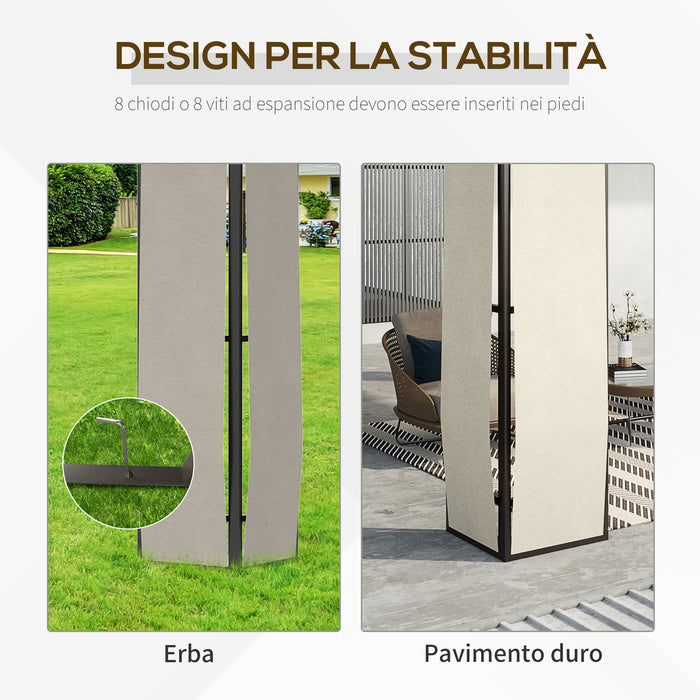 EASYCOMFORT  Gazebo da Giardino 3.65x3m con Tetto in Policarbonato a 2 Livelli, Acciaio e Alluminio, Marrone