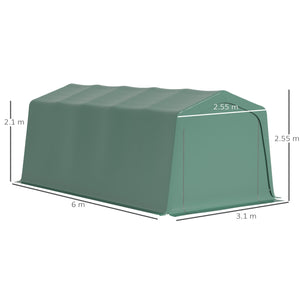 EASYCOMFORT  Tendone da Giardino per Auto con Ingresso a Cerniera e Picchetti, 600x255-310x255cm, Verde