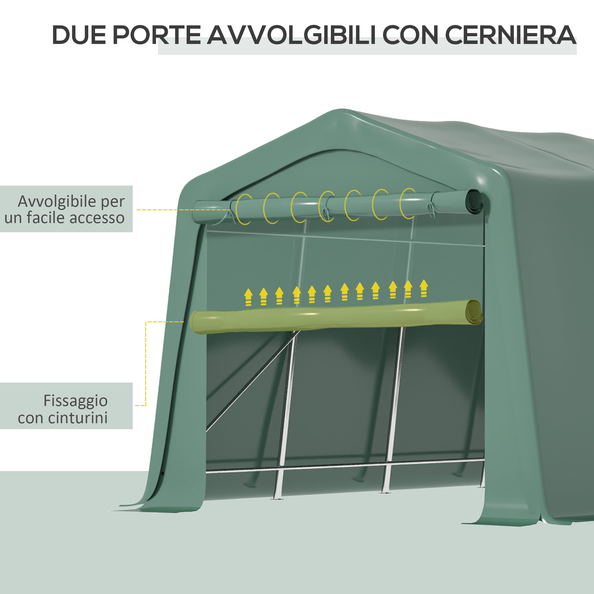 EASYCOMFORT  Tendone da Giardino per Auto con Ingresso a Cerniera e Picchetti, 600x255-310x255cm, Verde