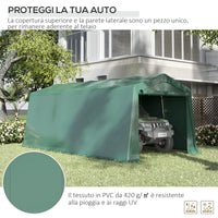 EASYCOMFORT  Tendone da Giardino per Auto con Ingresso a Cerniera e Picchetti, 600x255-310x255cm, Verde