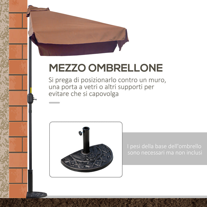 EASYCOMFORT  Ombrellone Semicircolare da Terrazza e Giardino con Manovella, 230x130x249cm, Crema