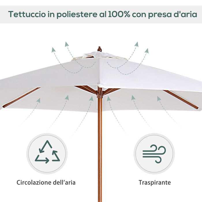 Easycomfort Ombrellone da Giardino 2.7x2.5 m con Palo Centrale in Legno, Impermeabile e anti UV, Beige