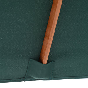 Easycomfort Ombrellone da Giardino 2x1.5 m Inclinabile a 6 Stecche con Palo in Legno e Apertura a Corda, Verde