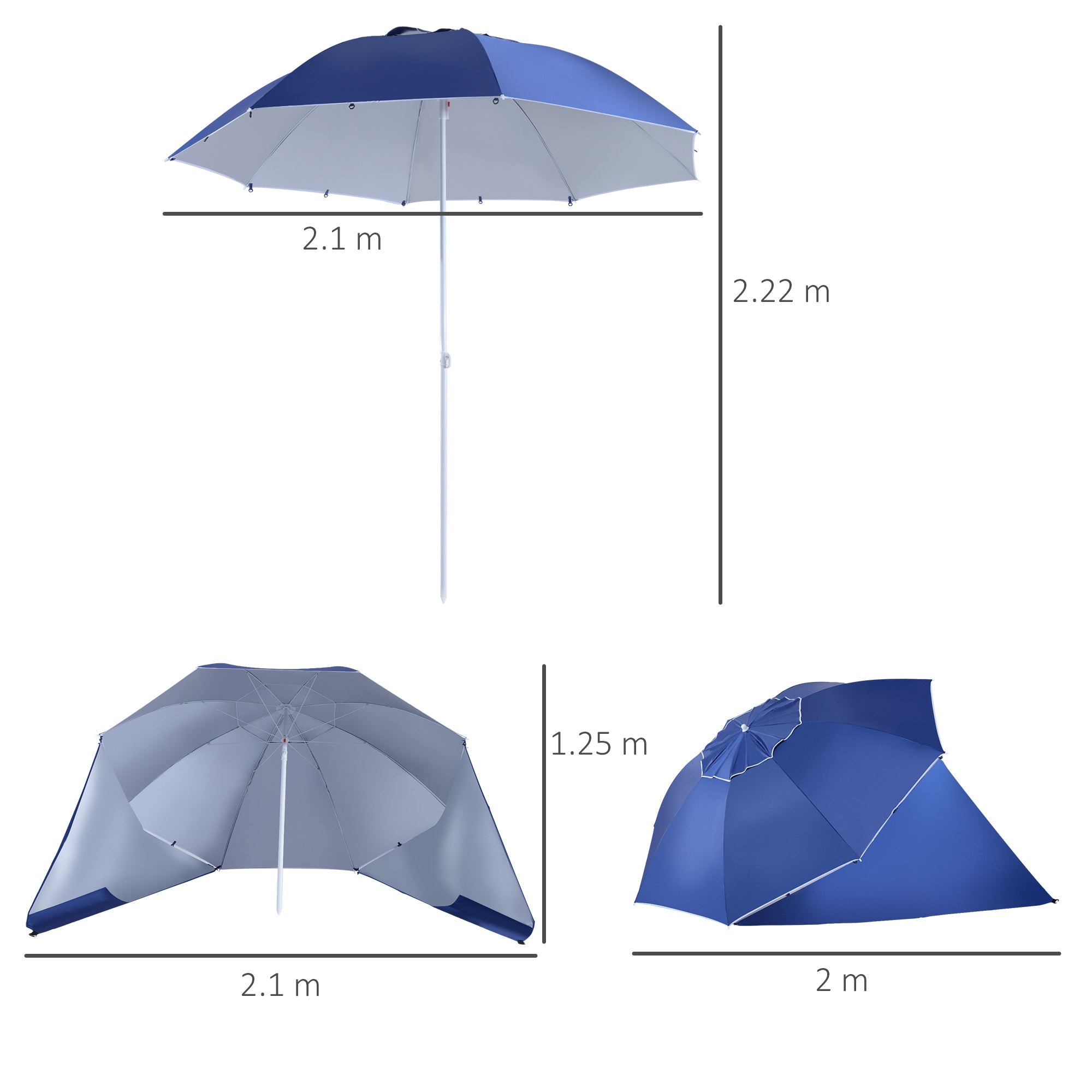 Ombrellone da Giardino in Ferro Ø2.1m Blu