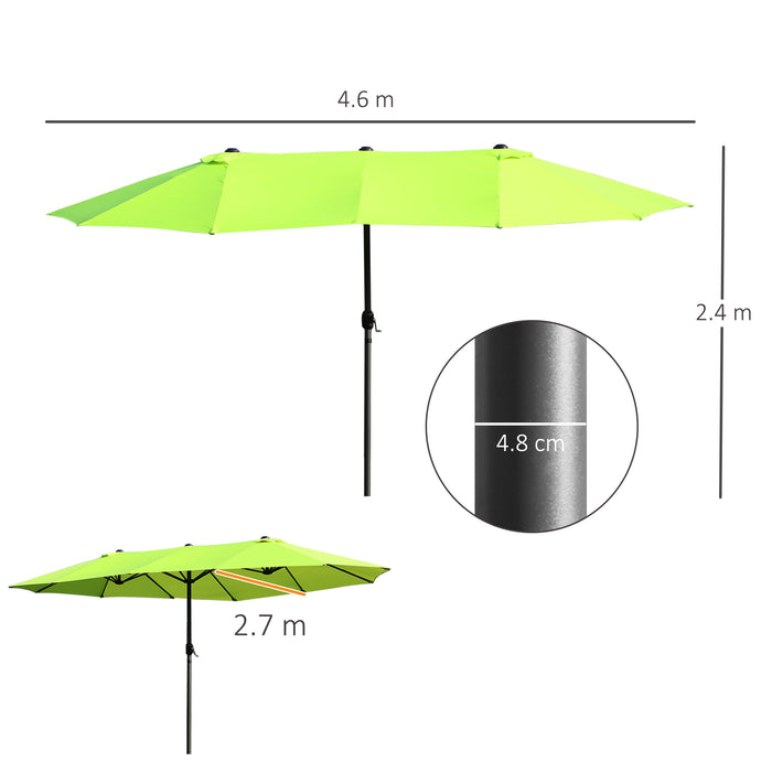 EASYCOMFORT  Ombrellone da Giardino Doppio con Apertura a Manovella, Acciaio e Poliestere, 460x270x240cm