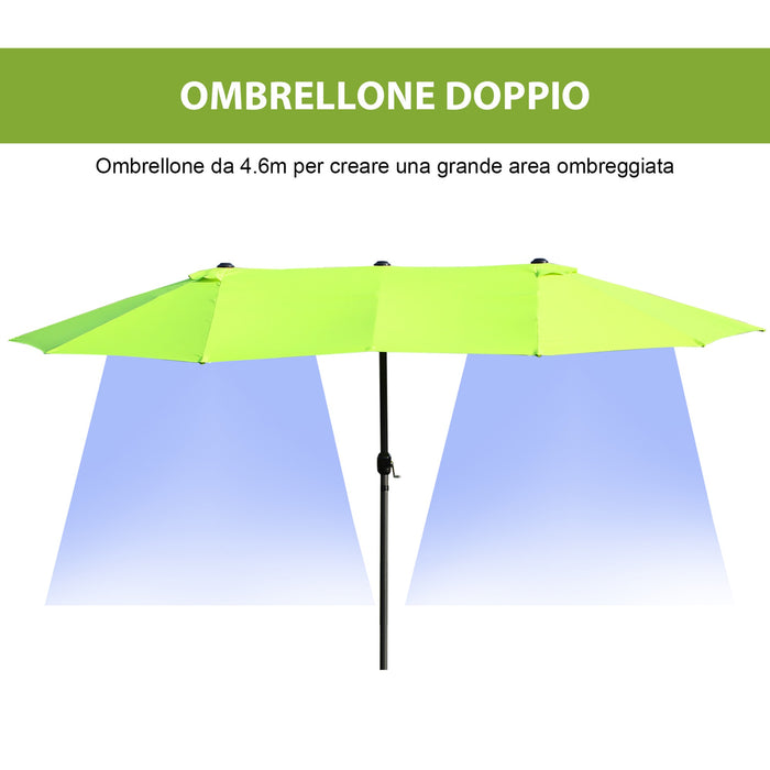 EASYCOMFORT  Ombrellone da Giardino Doppio con Apertura a Manovella, Acciaio e Poliestere, 460x270x240cm