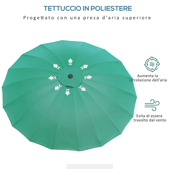 EASYCOMFORT  Ombrellone da Giardino e Terrazza con Manovella, 18 Stecche e Testa Inclinabile, ?255cm