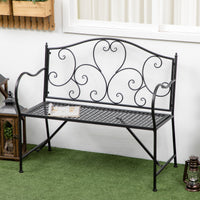 EasyComfort Panchina da Giardino in Acciaio a 2 Posti in Stile Classico, 106x42x95cm, Nero