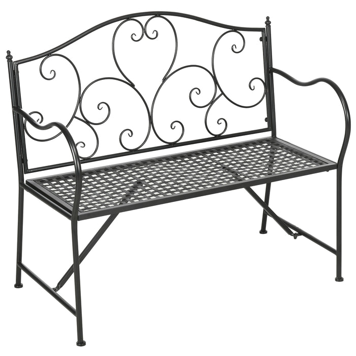 EasyComfort Panchina da Giardino in Acciaio a 2 Posti in Stile Classico, 106x42x95cm, Nero