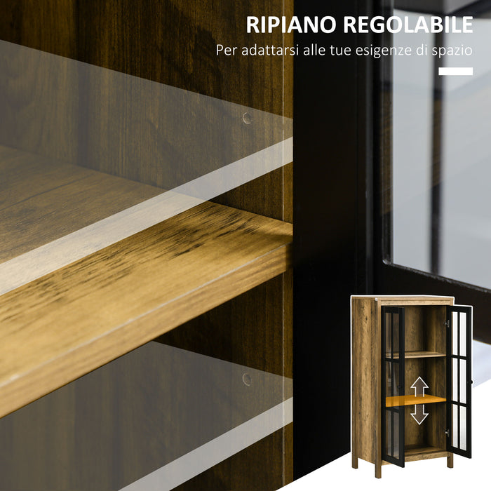 Credenza 2 Ante in Vetro 60x35x120 cm in Legno Truciolare Marrone