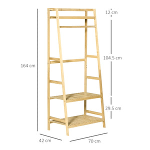 EASYCOMFORT  Appendiabiti in Legno di Bambù da Terra con Ripiani, 70x42x164cm, Colore Legno