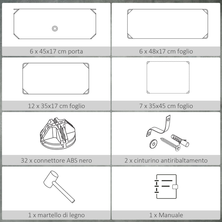 EASYCOMFORT  Mobile Scarpiera Modulare Salvaspazio, 6 Cubi 45x35x17cm in Plastica PP e Acciaio, 45x36.5x108cm, Bianco