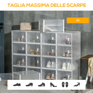 EASYCOMFORT  Mobile Scarpiera Modulare Salvaspazio, 18 Cubi 28x36x21 cm in Plastica PP, Bianco