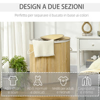 EASYCOMFORT  Cesto Portabiancheria a 2 Sezioni, 2 Coperchi e Capacità 100L con Sacca Interna Removibile, 62.5x37x60.5 cm