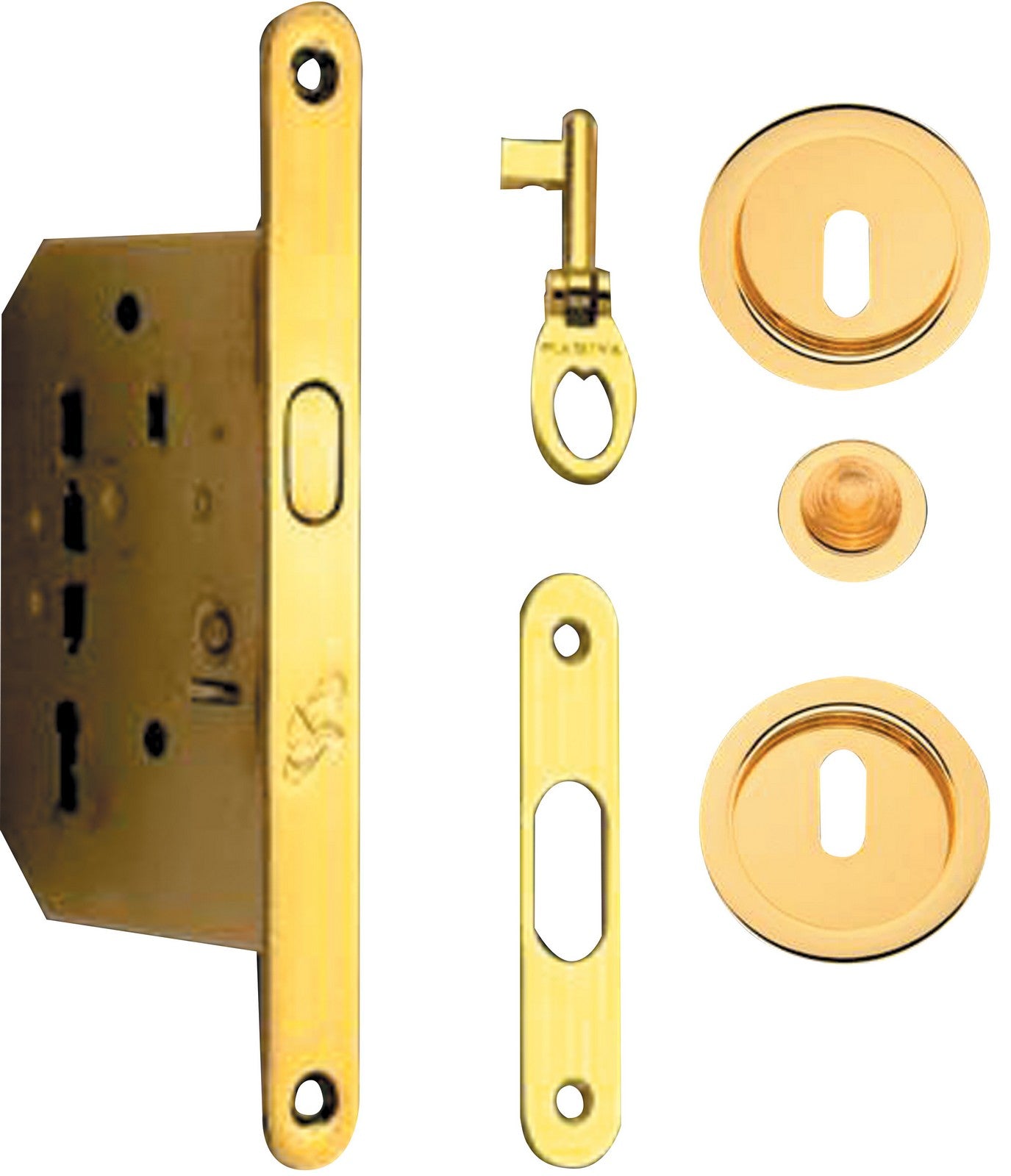 kit x porte scorrevole con coppia nicchie tonda con chiave oro-lucido cod:ferx.8503.stock