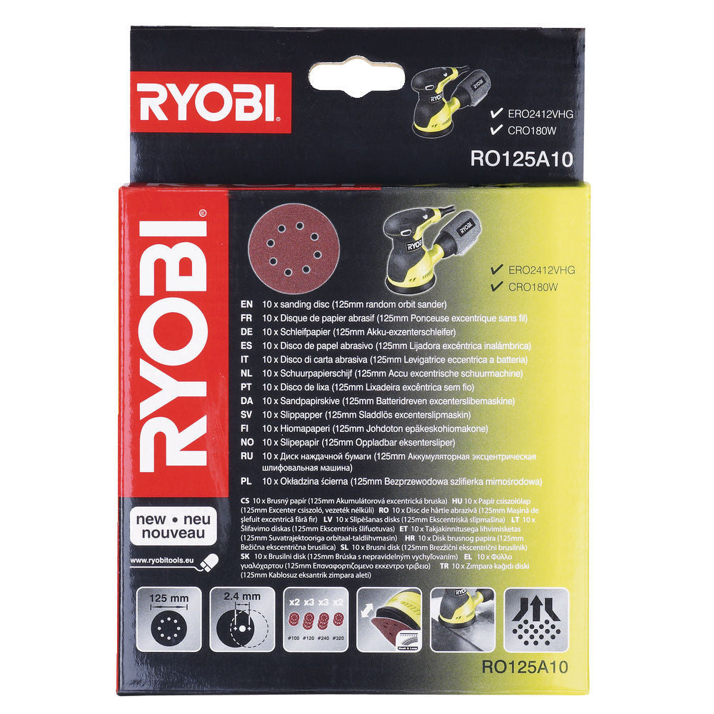 Ro125A10-Kit 10 Fogli Abrasivi 125Mm Per Levigatrice Rotorbitale-Ryobi