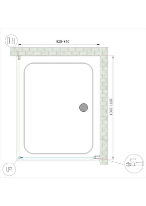 Box Doccia Battente e Parete Fissa Laterale Vetro Temperato 8 mm Easy-clean Reversibile PORTA 82-84 + FISSA 108,5-110,5