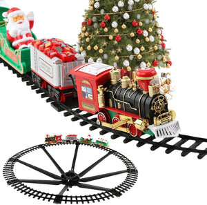 Trenino di Babbo Natale con Supporto per Centro Albero Luci e Suoni 89cm