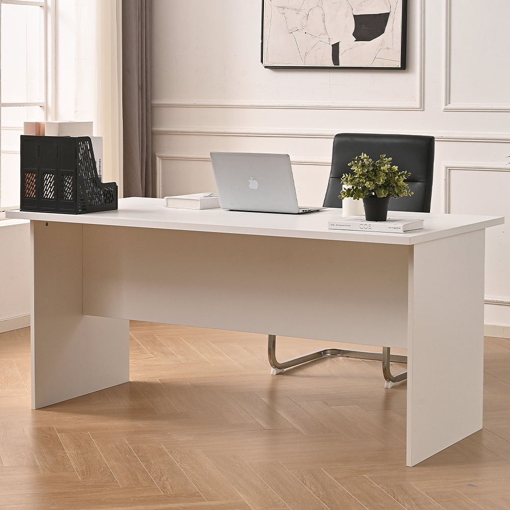 Scrivania per Ufficio in Legno Bianco Postazione Lavoro Studio 180x80 H74cm