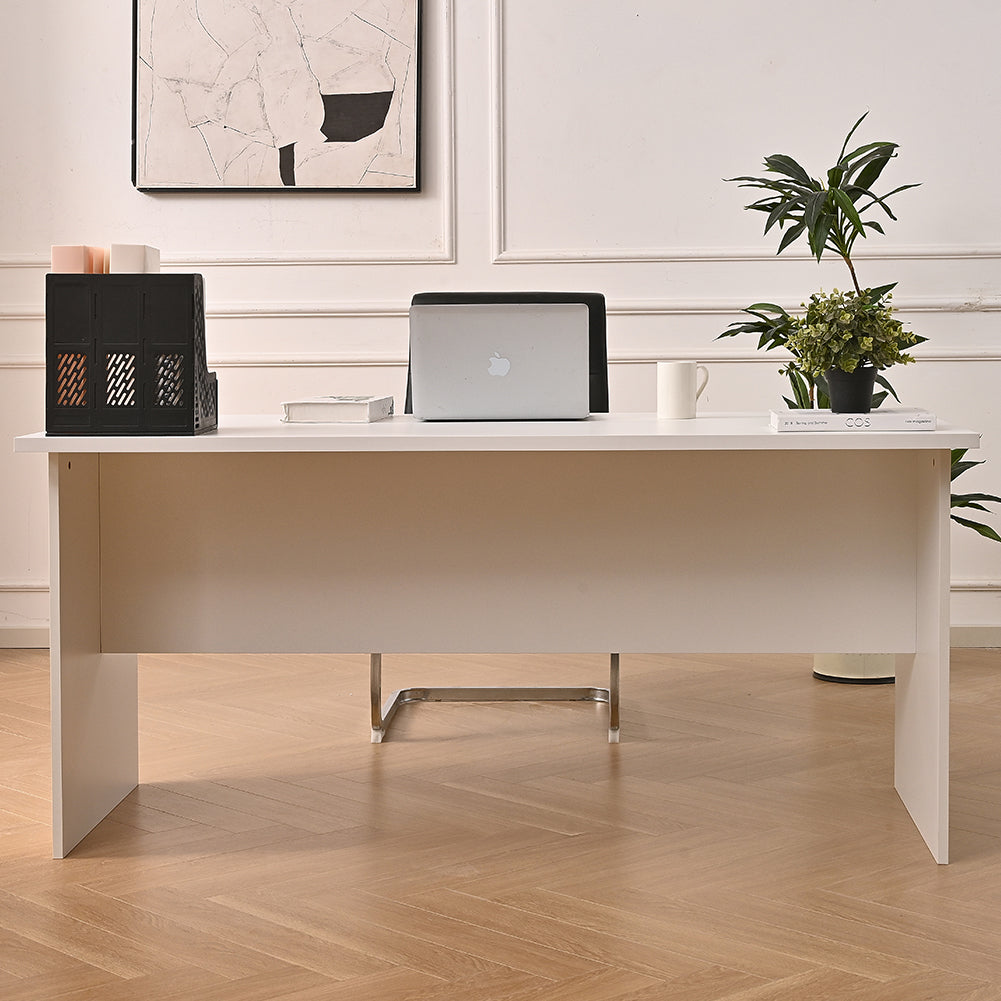 Scrivania per Ufficio in Legno Bianco Postazione Lavoro Studio 180x80 H74cm