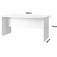 Scrivania per Ufficio in Legno Bianco Postazione Lavoro Studio 180x80 H74cm