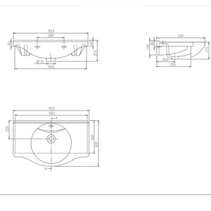 Mobile bagno avorio decape' - 105 cm, Specchio senza pensile