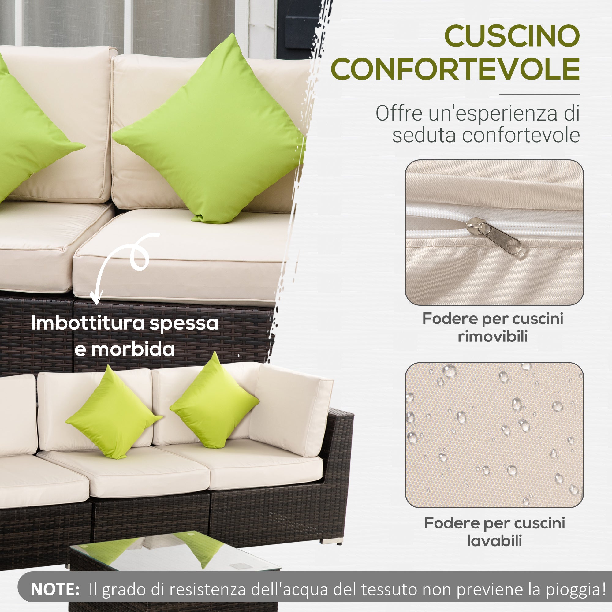 EasyComfort Mobili da Giardino in Rattan e Alluminio Set 8 Pezzi, Salotto da Giardino Componibile con Divani e Tavolino da Esterno