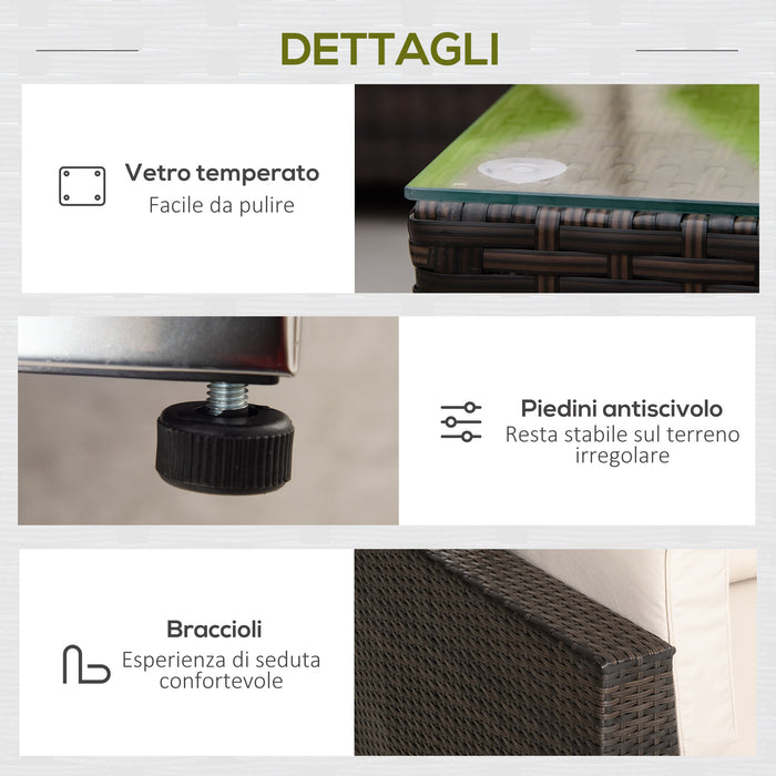 EasyComfort Mobili da Giardino in Rattan e Alluminio Set 8 Pezzi, Salotto da Giardino Componibile con Divani e Tavolino da Esterno