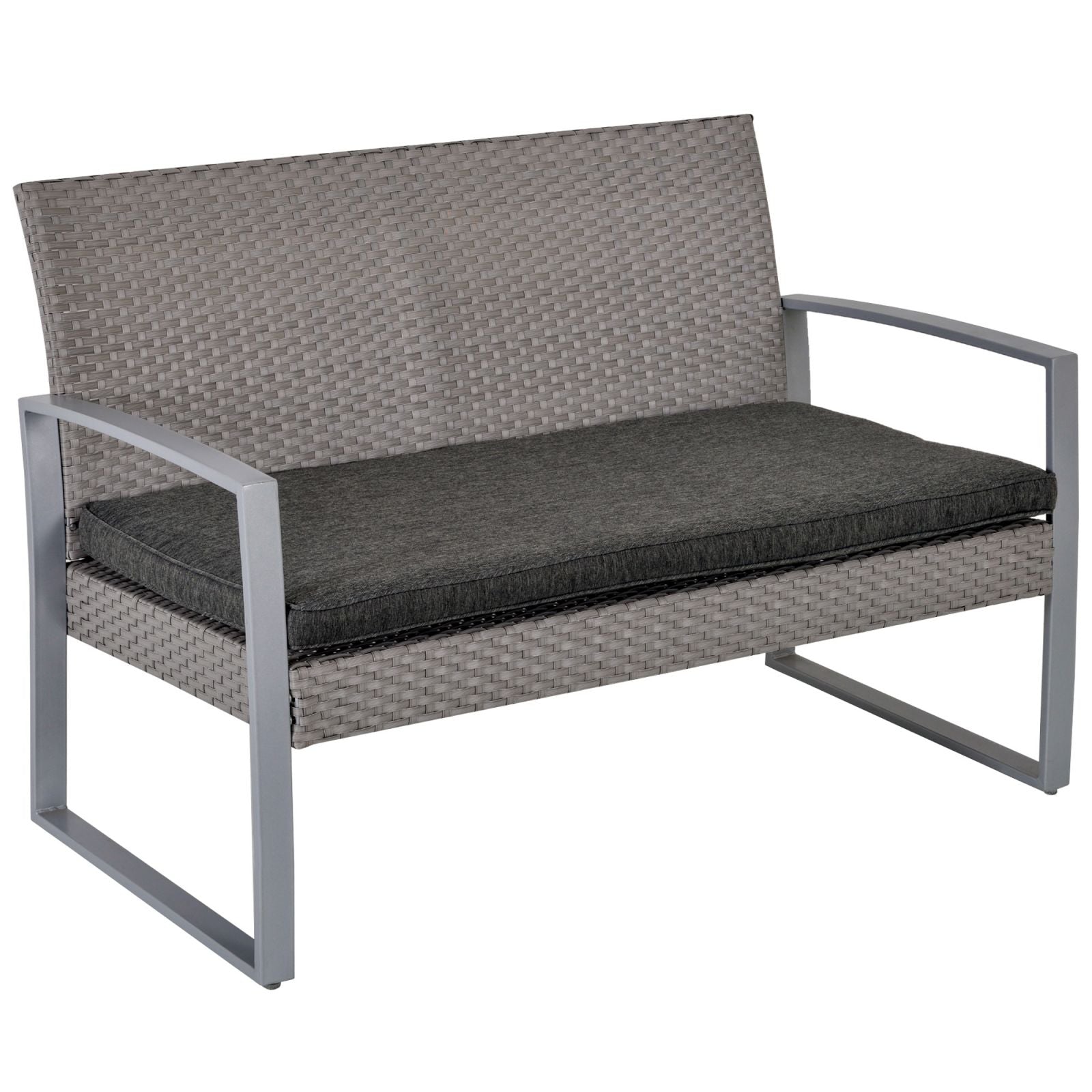 EasyComfort Salotto da Esterno in Rattan, Set Mobili da Giardino con Divano da Giardino e Poltrona da Esterno, Grigio