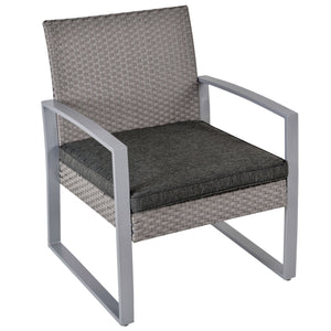 EasyComfort Salotto da Esterno in Rattan, Set Mobili da Giardino con Divano da Giardino e Poltrona da Esterno, Grigio