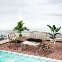 EasyComfort Set Mobili da Giardino Stile Boho in Rattan PE con 2 Poltrone, Divanetto e Tavolino