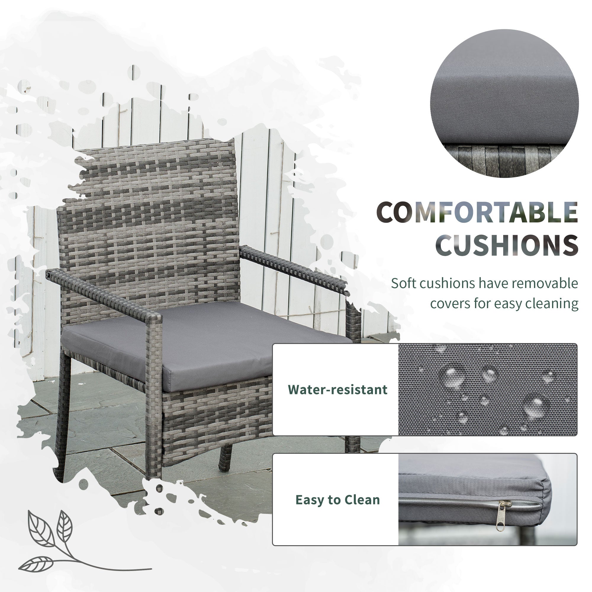 EasyComfort Set da Giardino con Tavolo Allungabile e 6 Sedie con Cuscini in Rattan PE, Grigio e Marrone