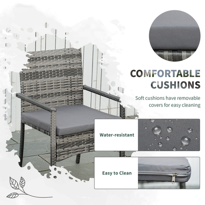 EasyComfort Set da Giardino con Tavolo Allungabile e 6 Sedie con Cuscini in Rattan PE, Grigio e Marrone