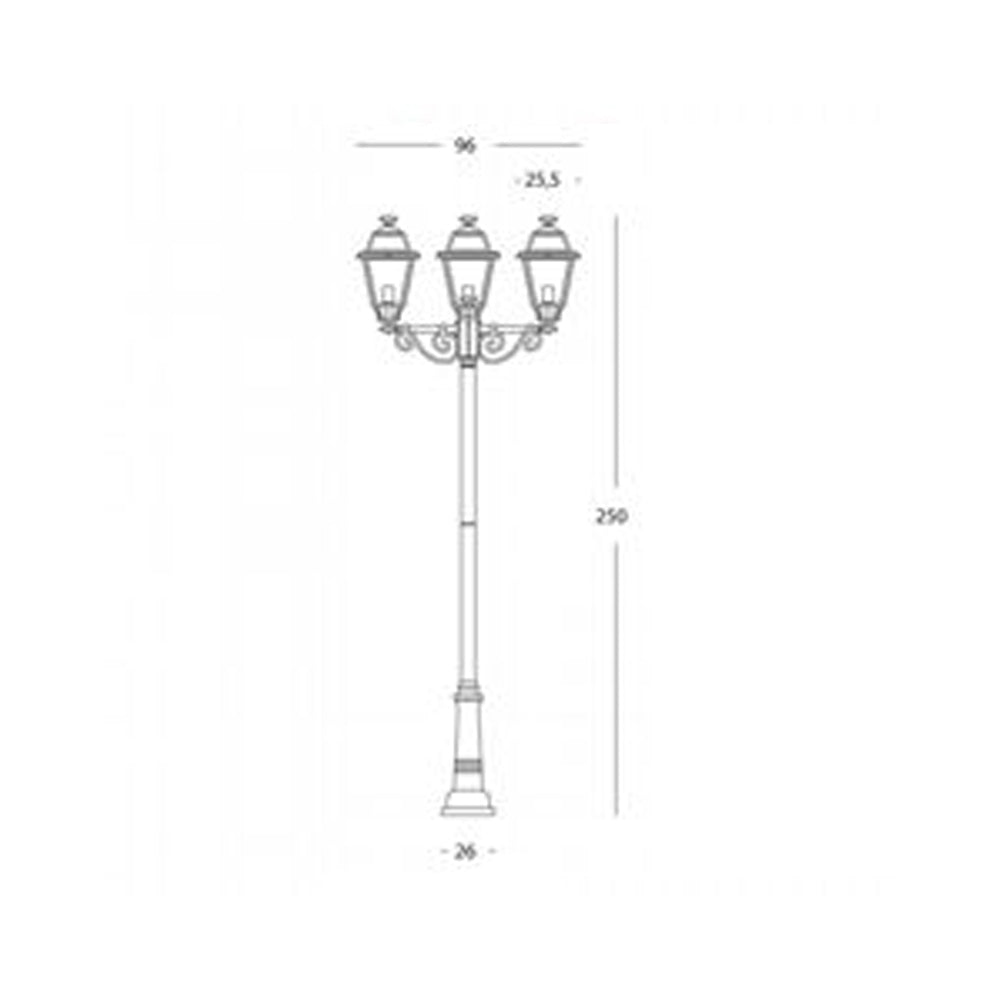 Palo Da Esterno Contemporaneo 250Cm Elegance Alluminio E Vetro Grigio 3 Luci E27